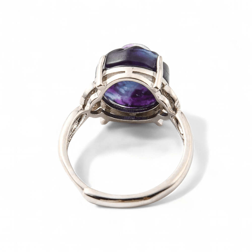 Fluorite Rose Ring — Fluorite crystal ring — Zen Collection metaphysical store Barrie Ontario