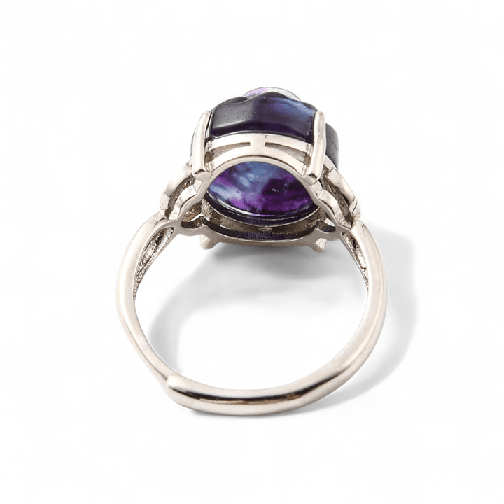 Fluorite Rose Ring — Fluorite crystal ring — Zen Collection metaphysical store Barrie Ontario