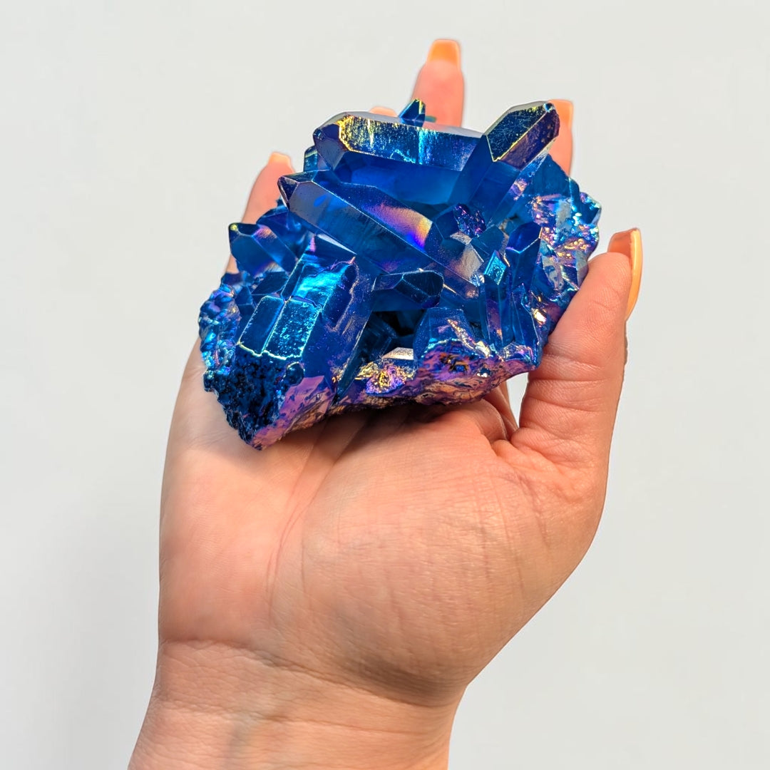Blue Aura Quartz Crystal Point