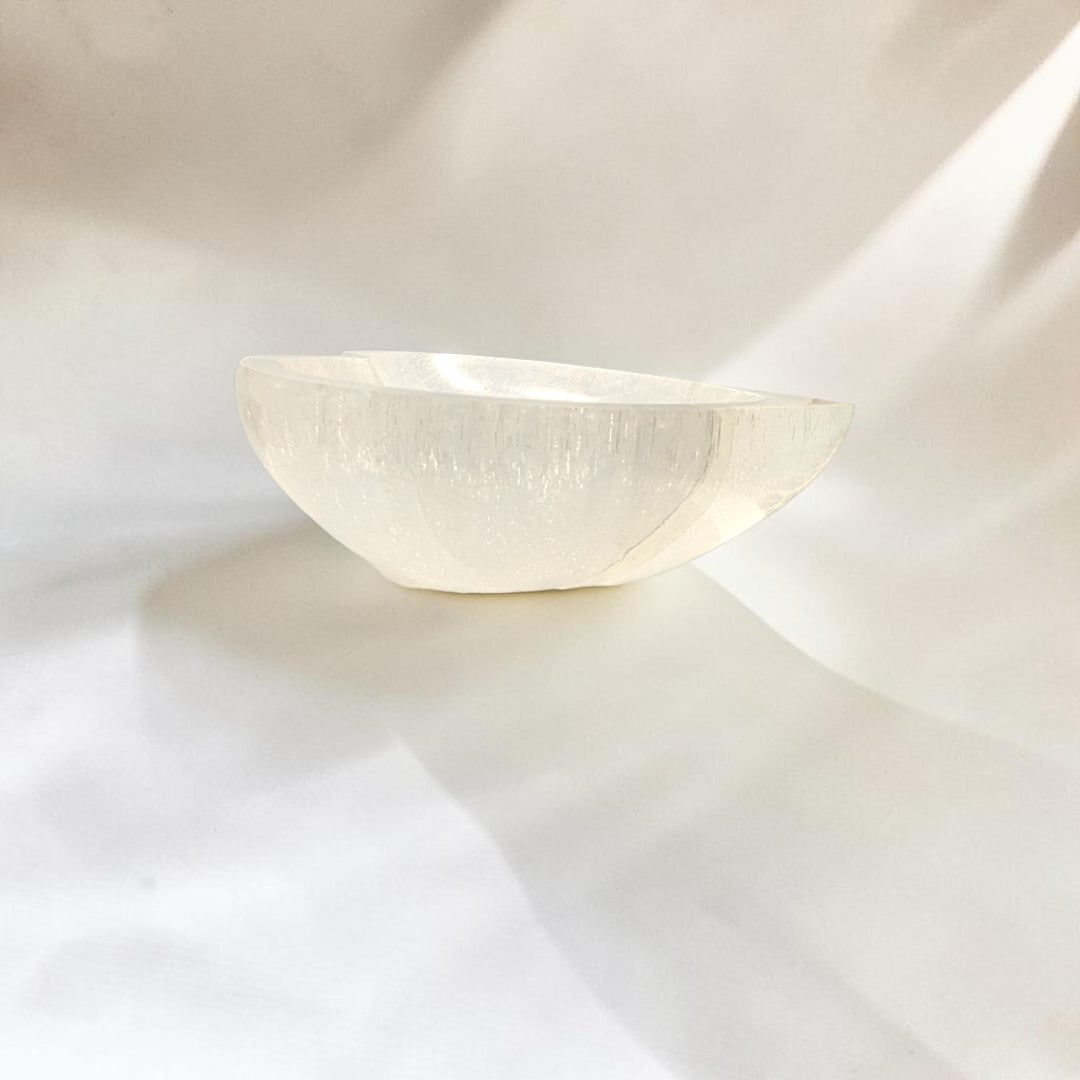 Selenite Heart Crystal Charging Bowl