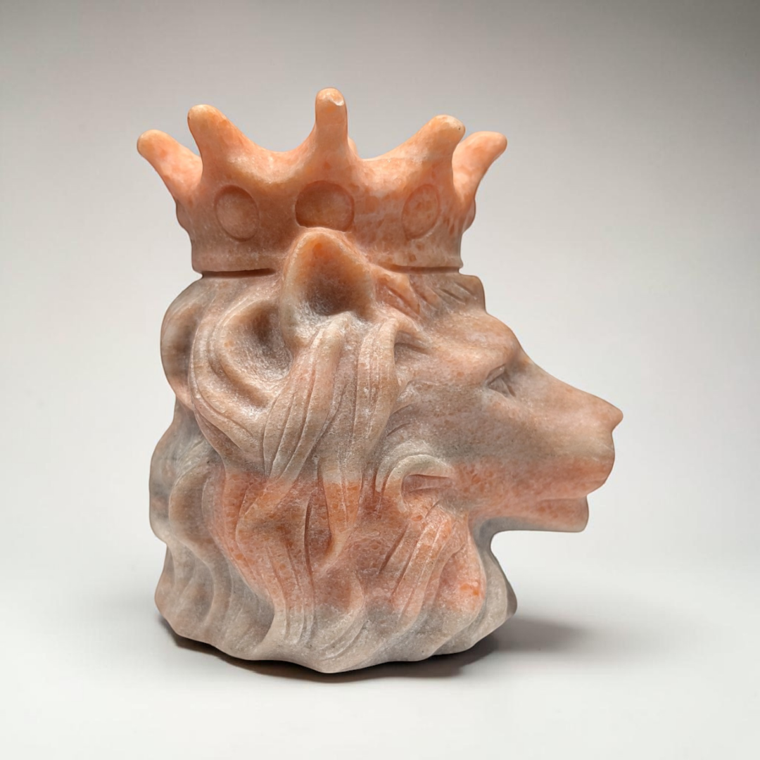 Sunstone Crystal Lion Carving