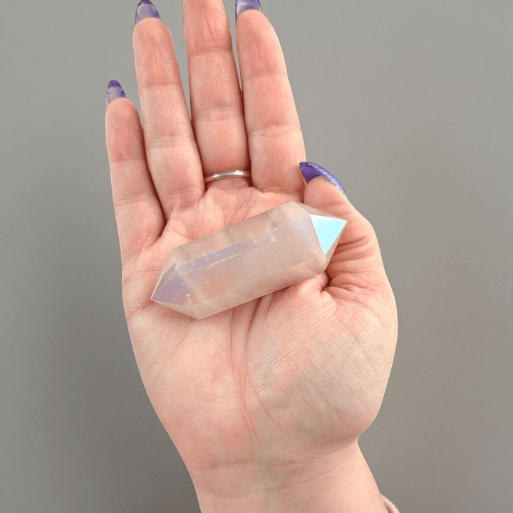Pointe biterminée en quartz rose