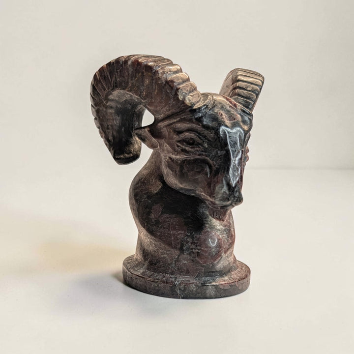 Garnet Crystal Ram Head Carving