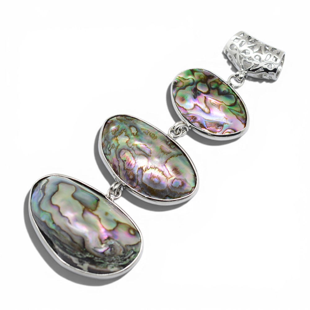 Natural Abalone Shell Triple Pendant Necklace - View 4 | Zen Collection