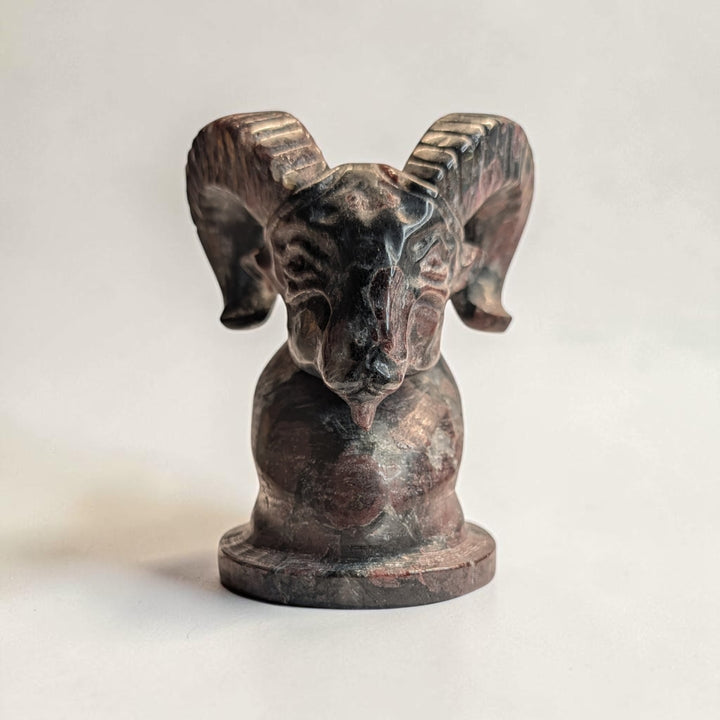 Garnet Crystal Ram Head Carving