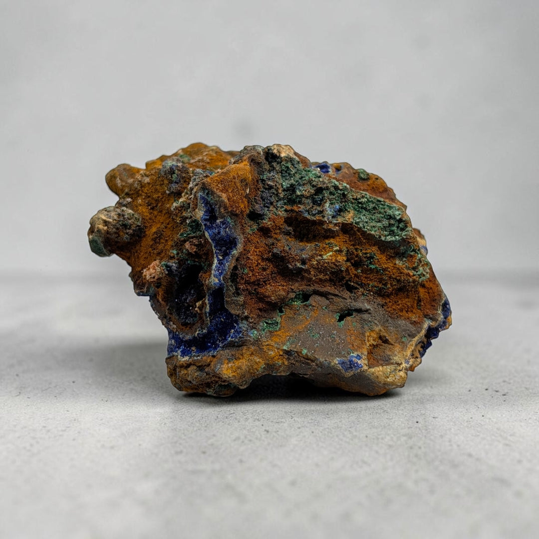 Azurite and Malachite on Copper Matrix