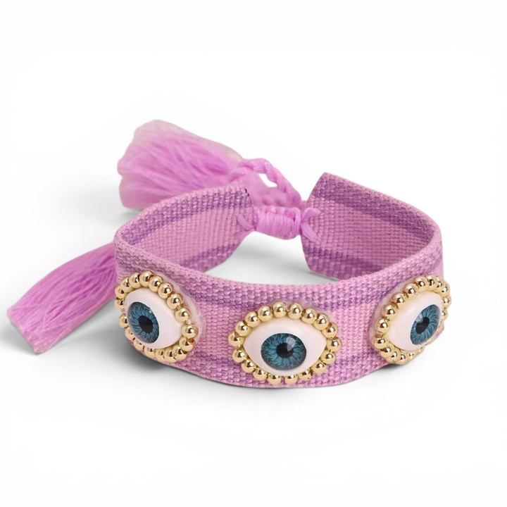 Woven Evil Eye Adjustable Bracelet - Detail view | Crystal Shop Barrie Ontario
