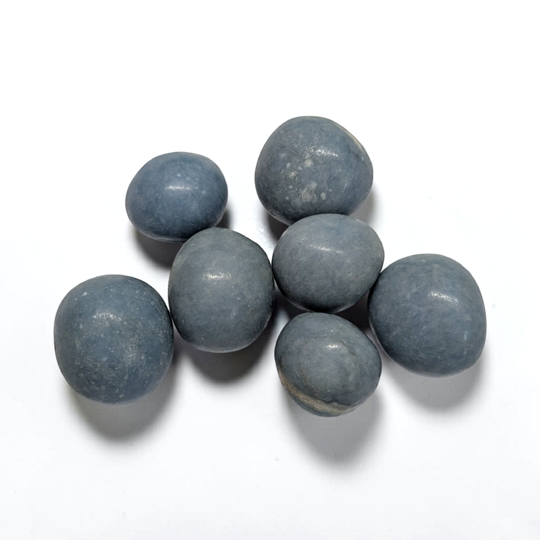 Soft blue tumbled Angelite pocket stone for peace and grief support