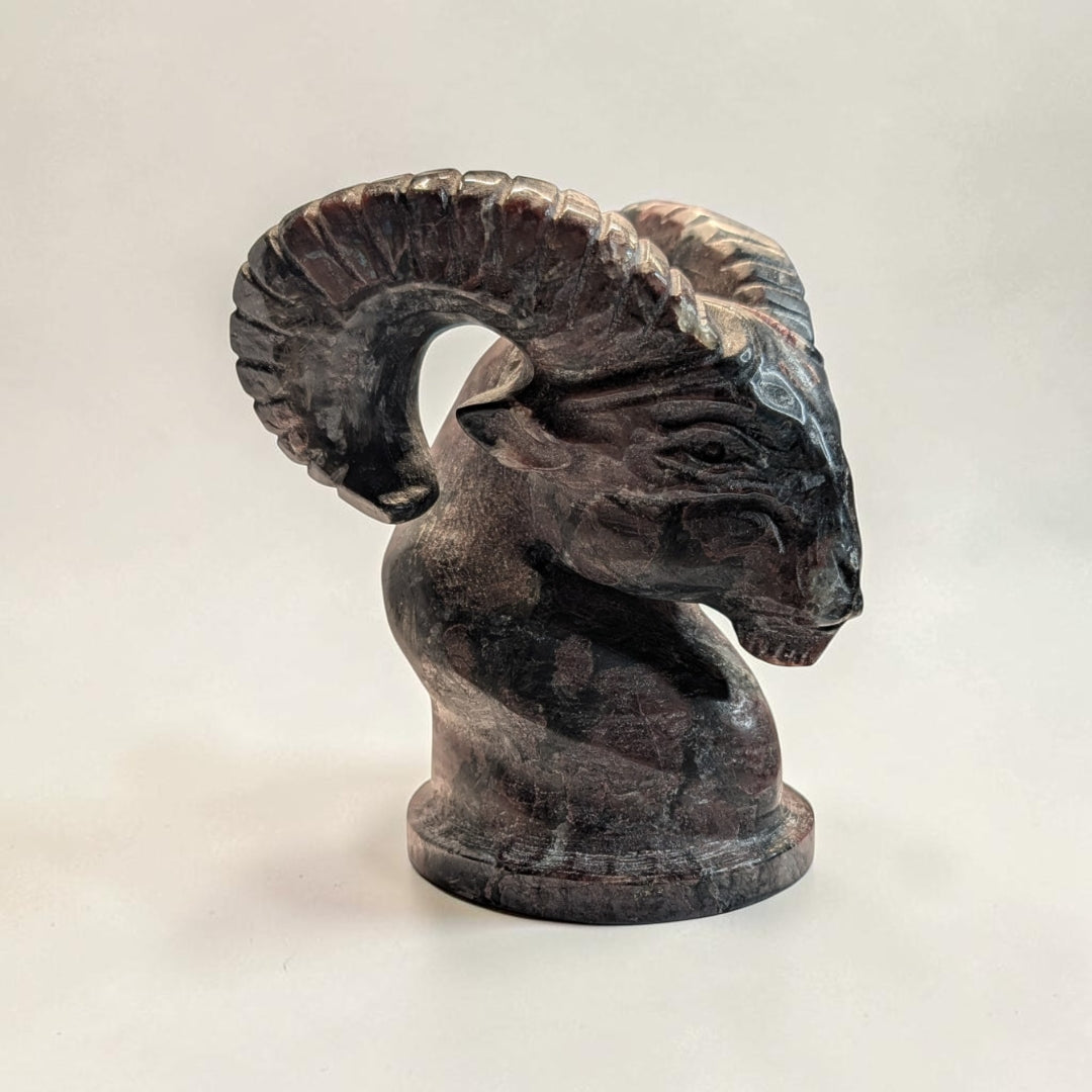 Garnet Crystal Ram Head Carving