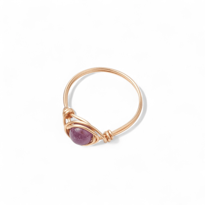 Set of 3 Wire Wrapped Rings — Amethyst, Green Aventurine, Rose Quartz crystal ring — Zen Collection metaphysical store Barrie Ontario