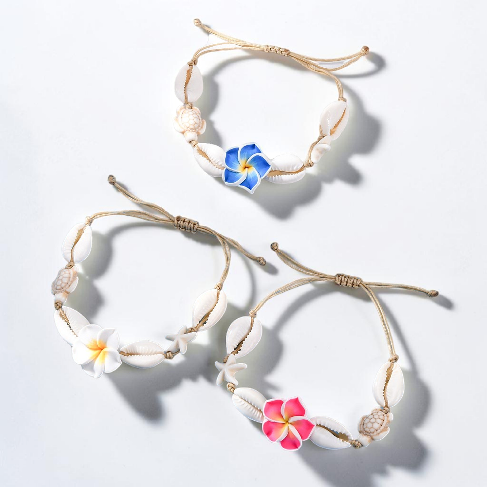 Bracelet de plage réglable en coquillages cauris