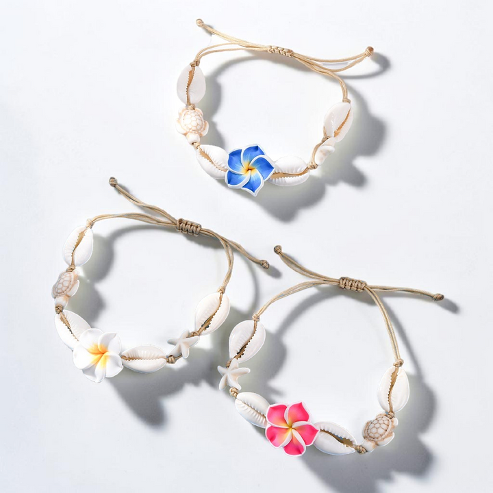 Bracelet de plage réglable en coquillages cauris