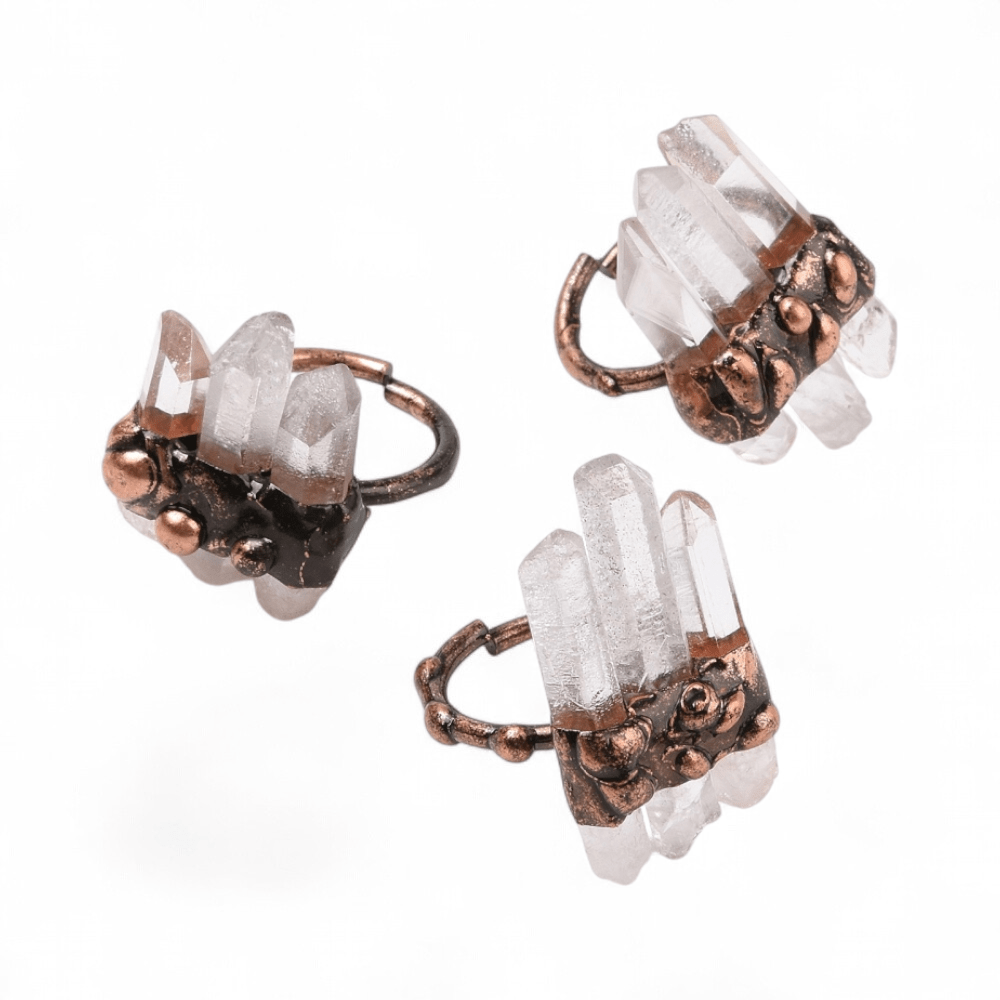 Triple Clear Quartz Ring — Clear Quartz crystal ring — Zen Collection metaphysical store Barrie Ontario