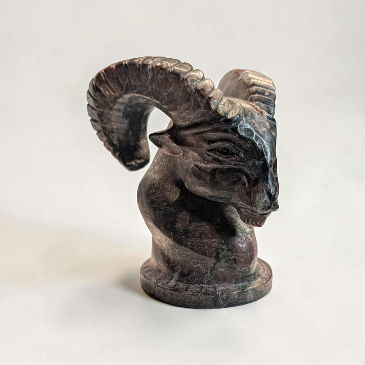 Garnet Crystal Ram Head Carving