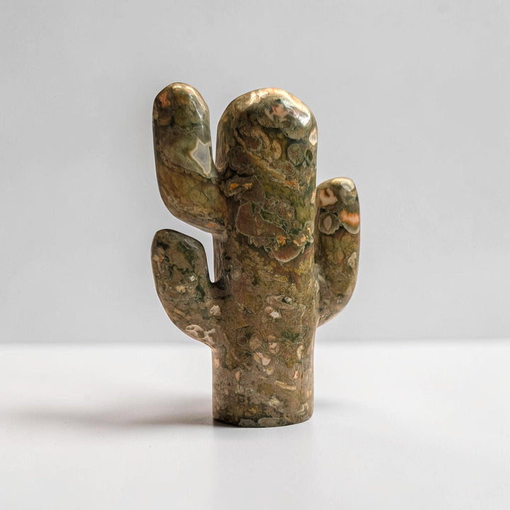 Rainforest Jasper Crystal Cactus Carving