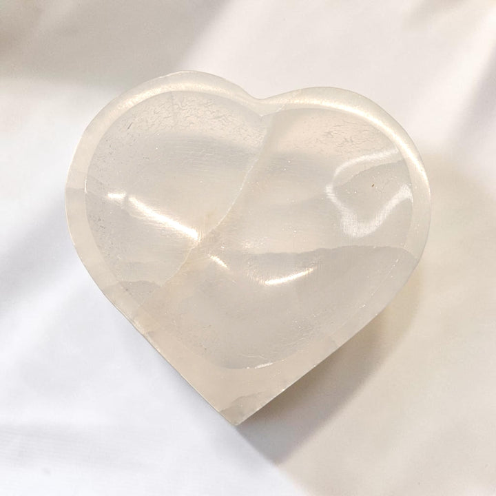Selenite Heart Crystal Charging Bowl