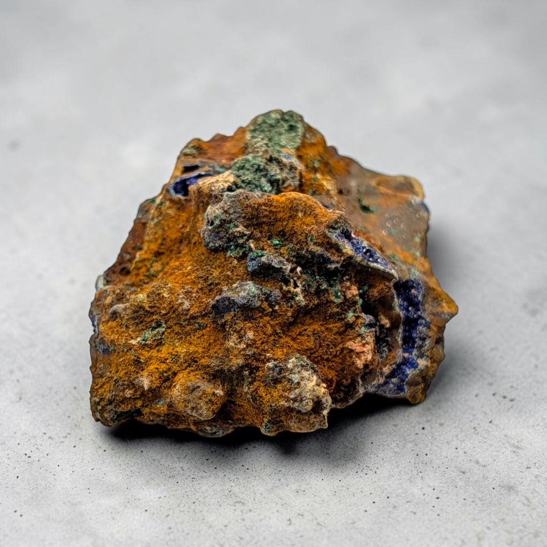 Azurite and Malachite on Copper Matrix