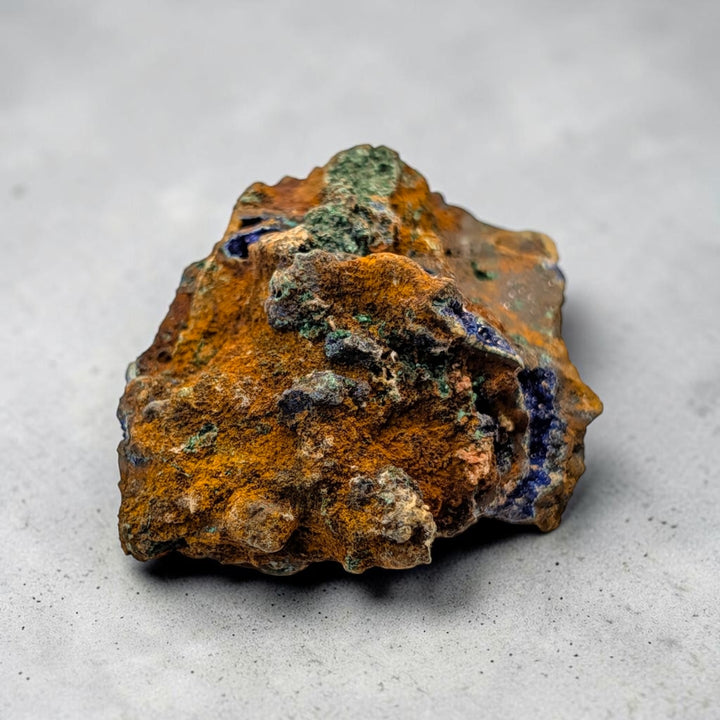 Azurite and Malachite on Copper Matrix