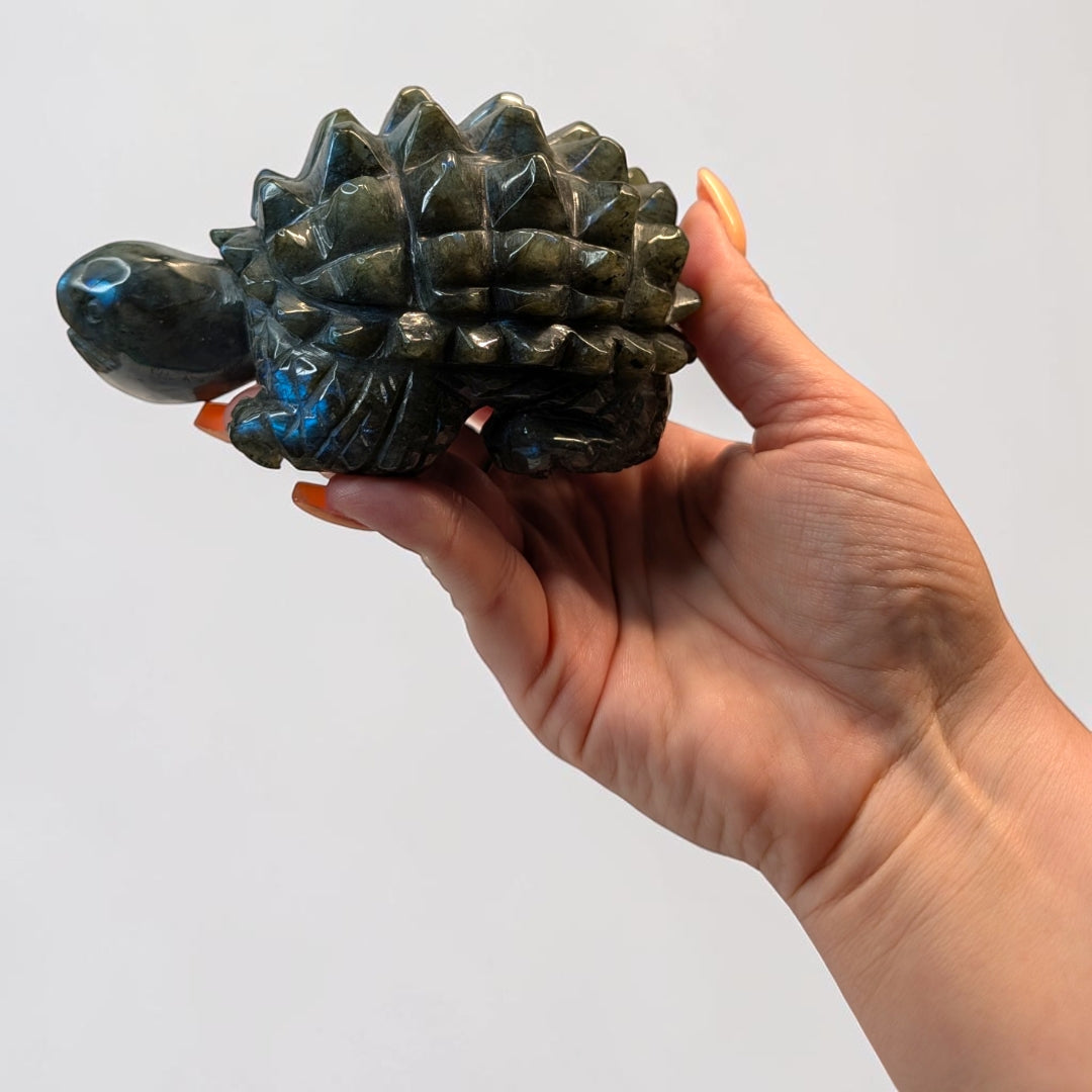 Labradorite Crystal Turtle Carving