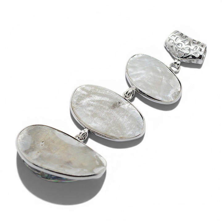 Natural Abalone Shell Triple Pendant Necklace - View 5 | Zen Collection