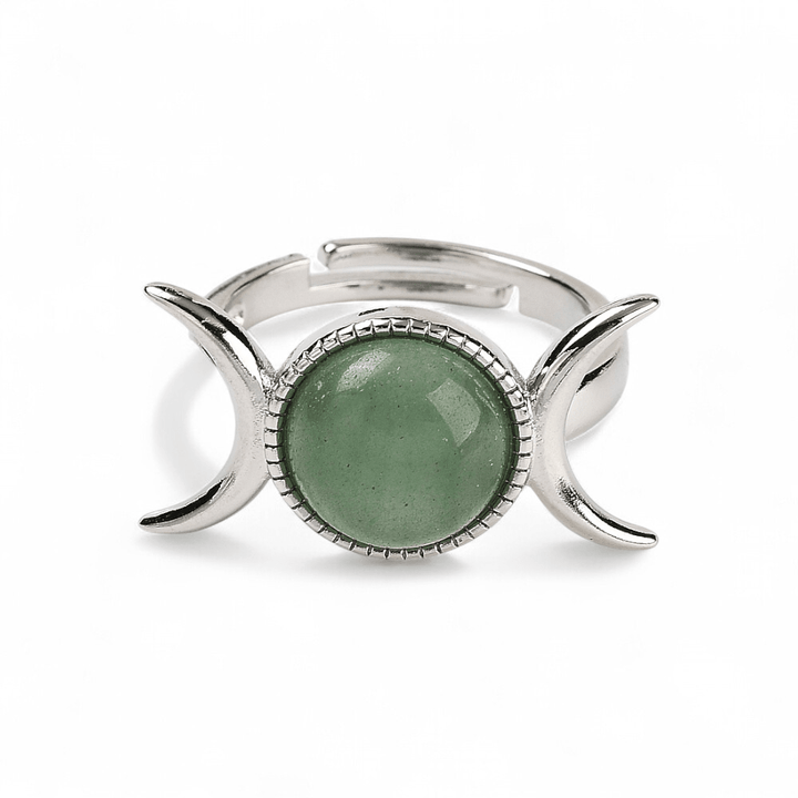 Green Aventurine Triple Moon Ring — Green Aventurine crystal ring — Zen Collection metaphysical store Barrie Ontario