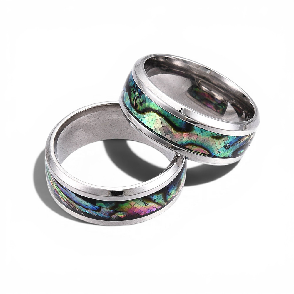 Stainless Steel Abalone Shell Ring - Alternate angle | Metaphysical Store Canada