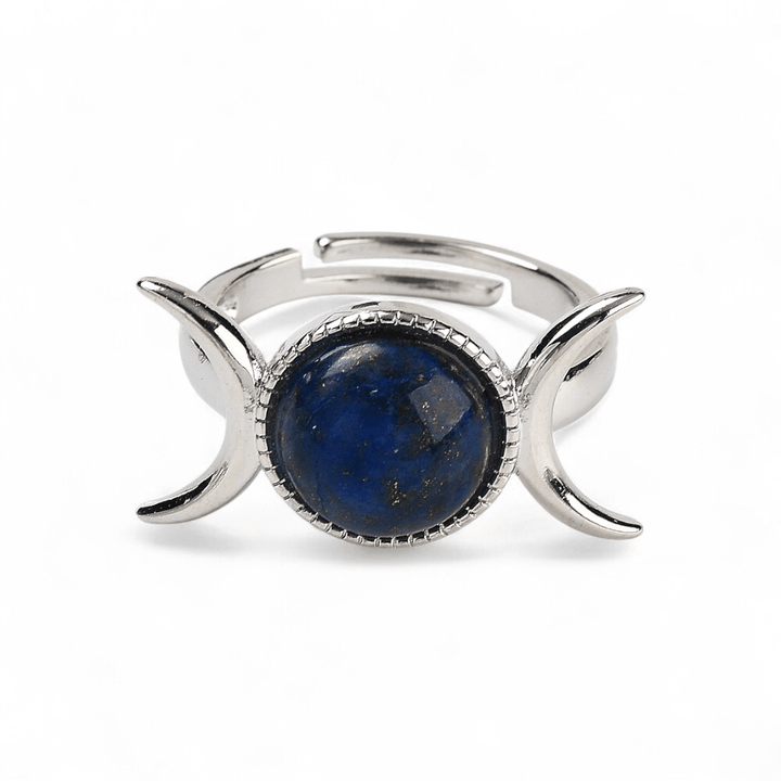 Lapis Triple Moon Ring — Lapis Lazuli crystal ring — Zen Collection metaphysical store Barrie Ontario