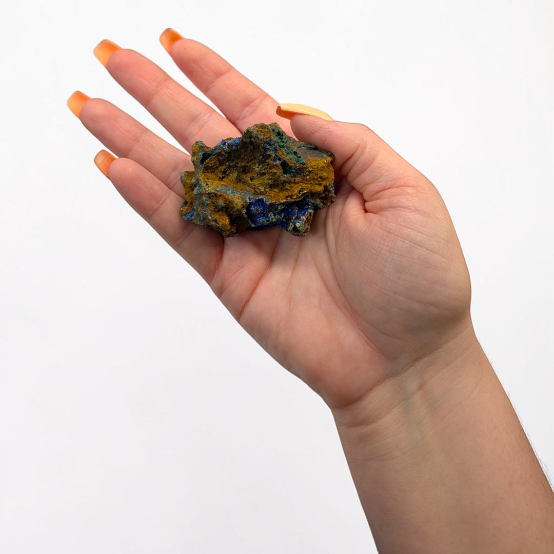 Azurite and Malachite on Copper Matrix