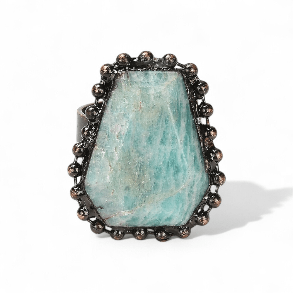Amazonite Antique Ring — Amazonite crystal ring — Zen Collection metaphysical store Barrie Ontario