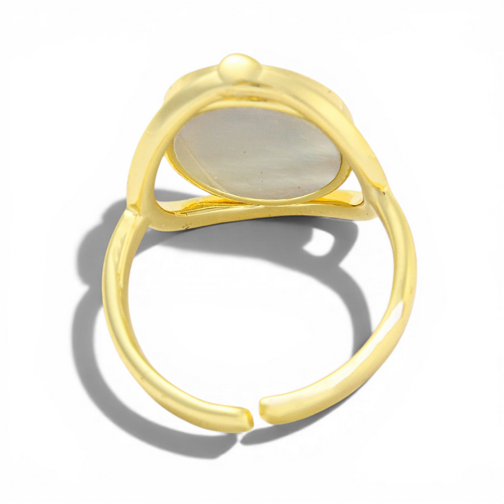 White Shell Adjustable Ring - View 4 | Zen Collection