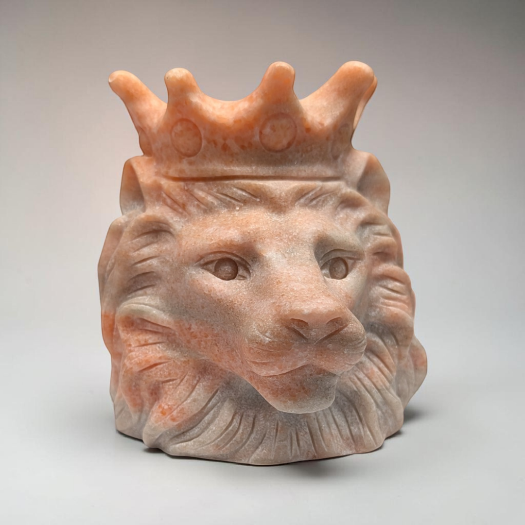 Sunstone Crystal Lion Carving