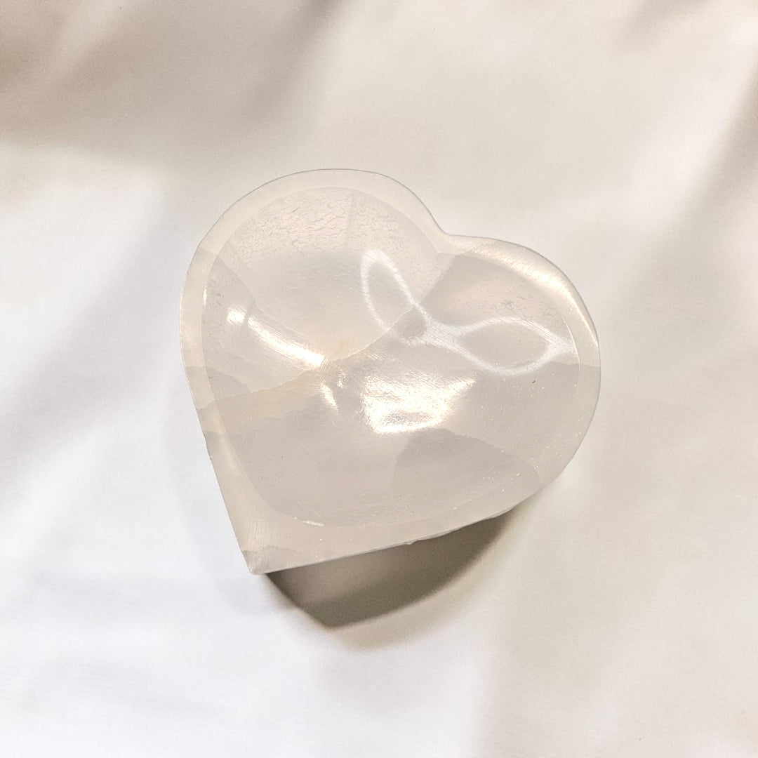 Selenite Heart Crystal Charging Bowl