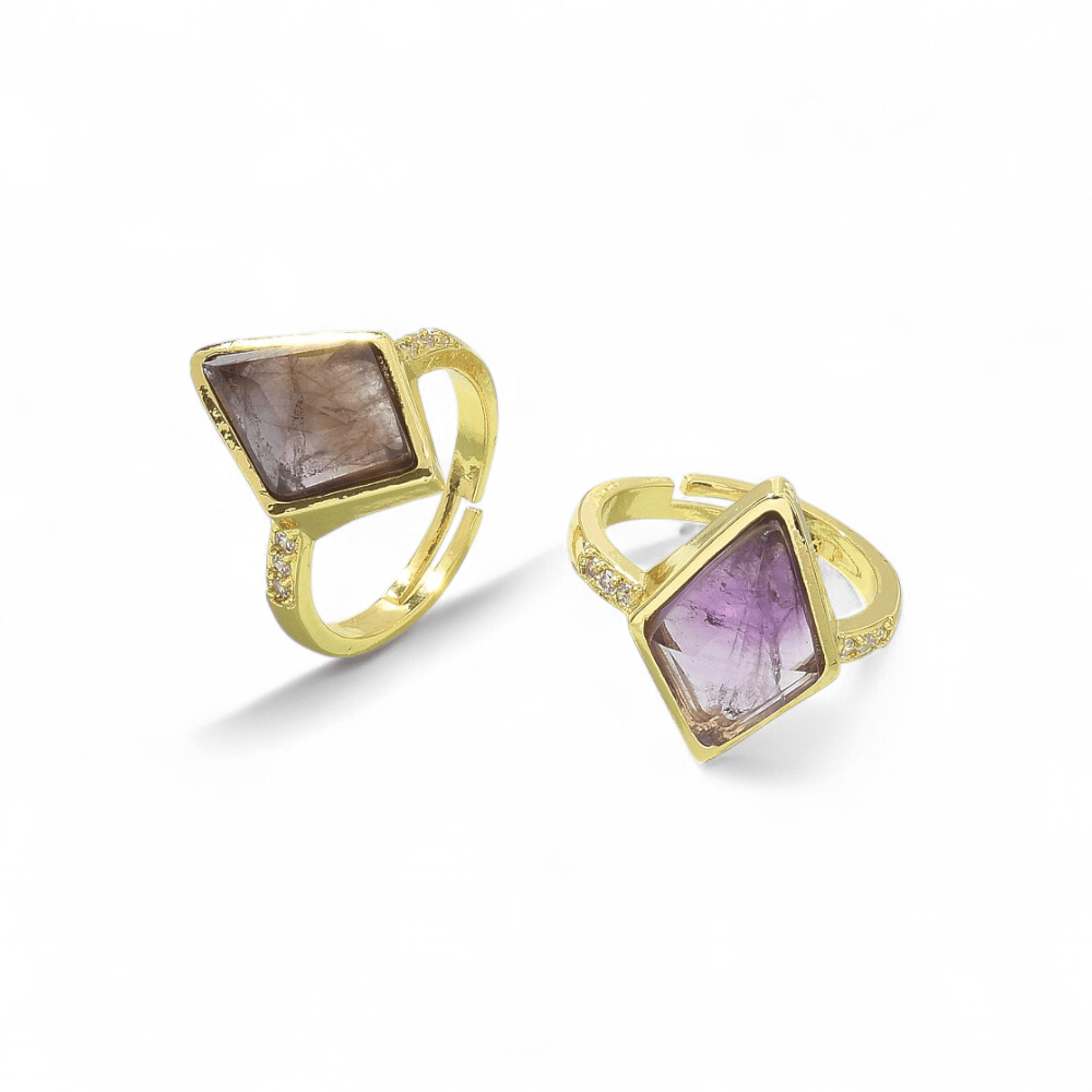 Diamond Shaped Amethyst Ring — Amethyst crystal ring — Zen Collection metaphysical store Barrie Ontario
