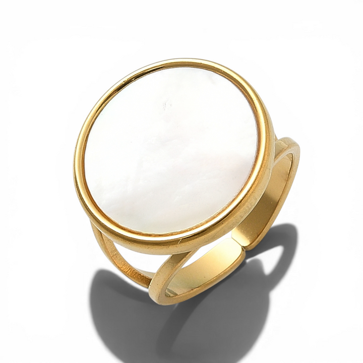 White Shell Adjustable Ring - Detail view | Crystal Shop Barrie Ontario