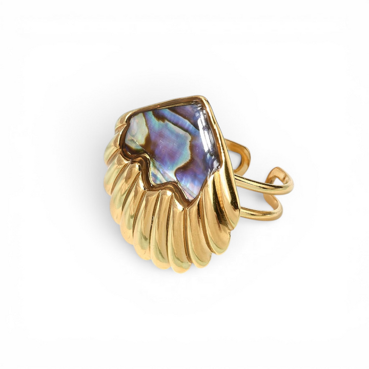 Adjustable Abalone Shell Statement Ring - View 4 | Zen Collection