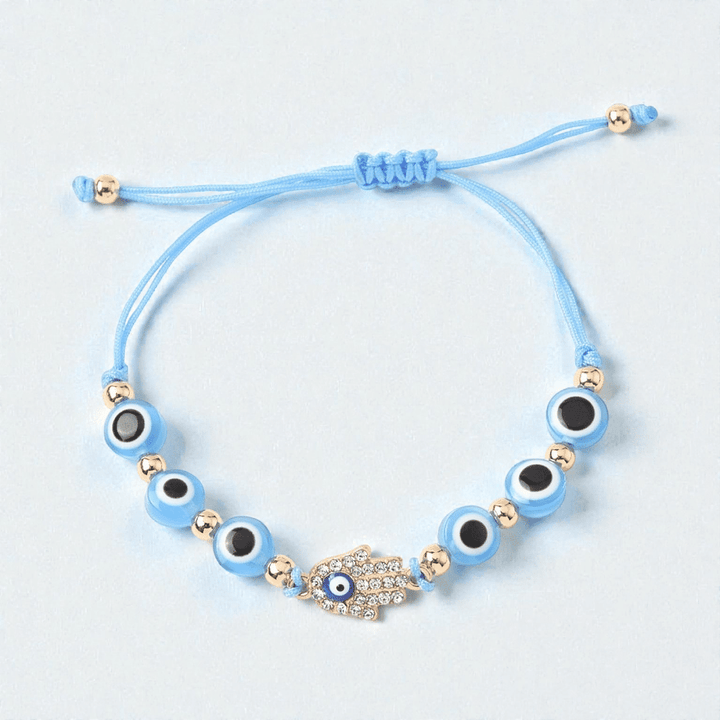 Bracelet ajustable œil grec bleu clair