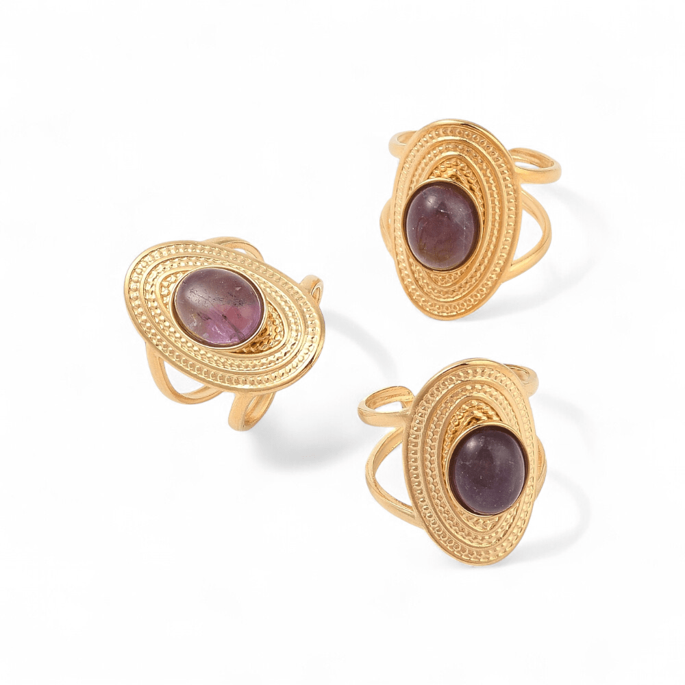 Gold Oval Amethyst Ring — Amethyst crystal ring — Zen Collection metaphysical store Barrie Ontario