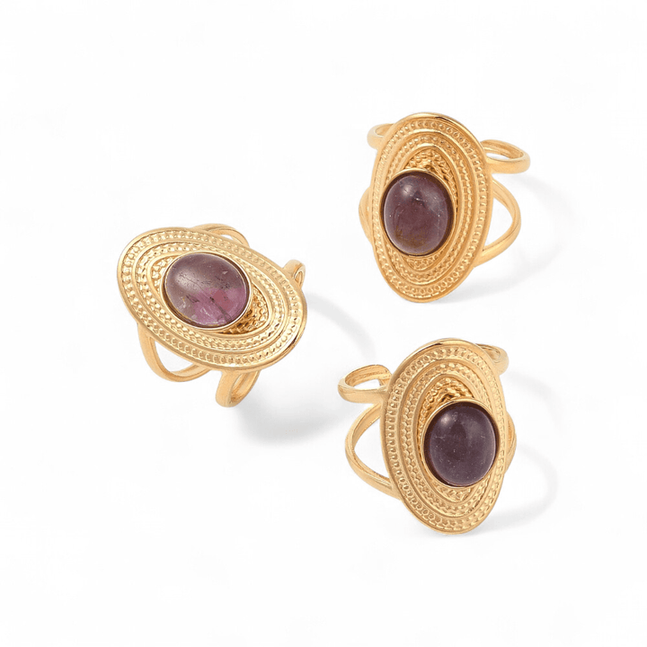 Gold Oval Amethyst Ring — Amethyst crystal ring — Zen Collection metaphysical store Barrie Ontario