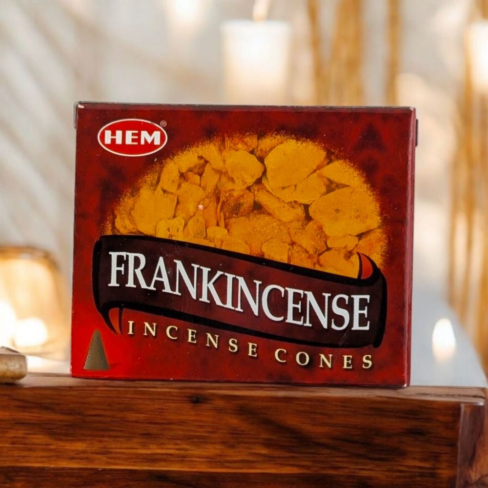 HEM Frankincense Incense Cones – 10 Cones + Holder for Meditation & Energy Cleansing