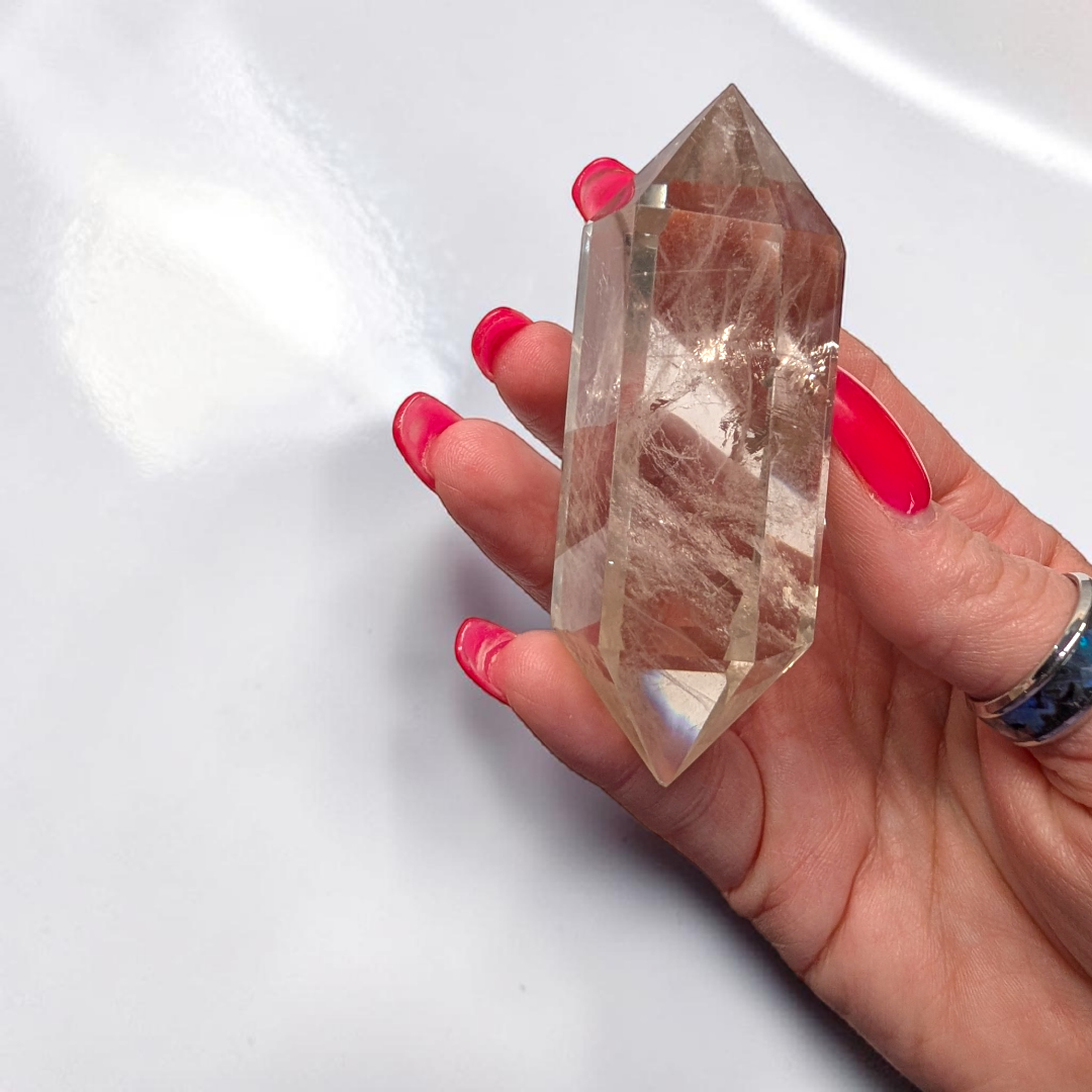 Cristal de quartz fumé biterminé