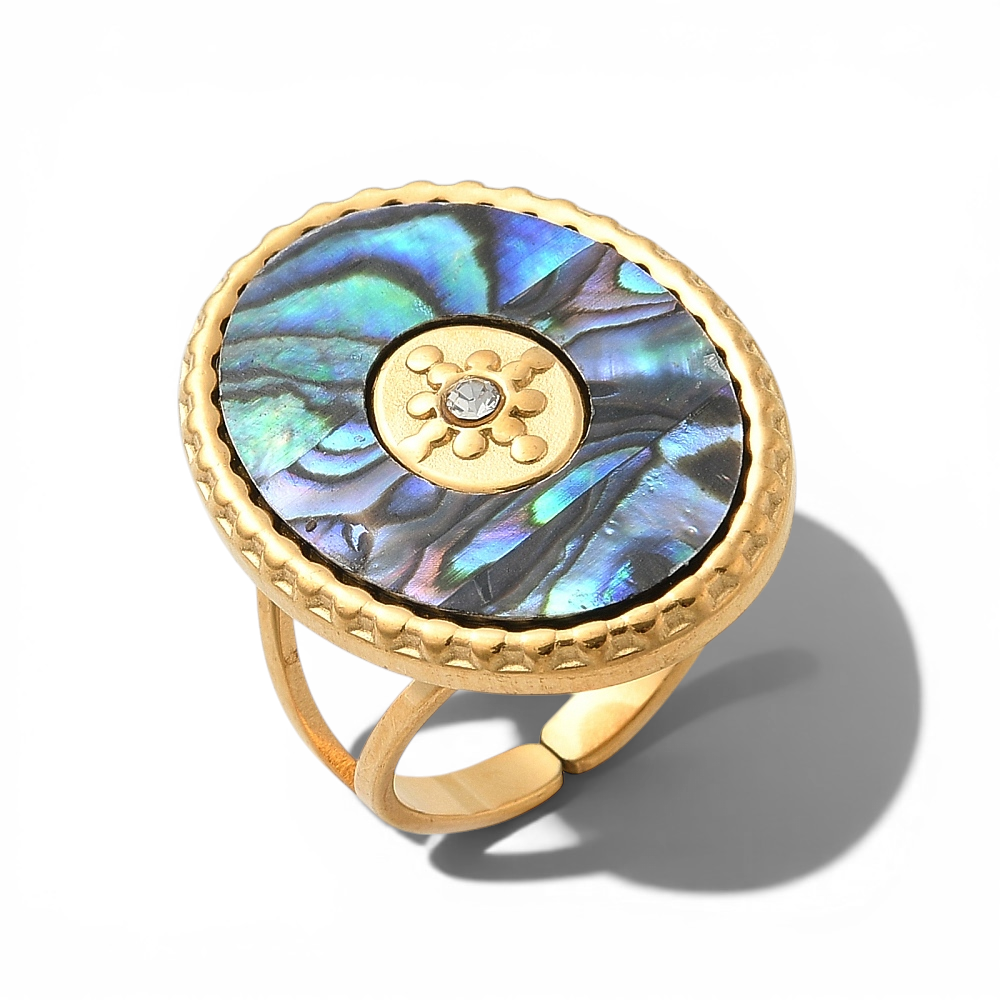 304 Stainless Steel Paua Shell Ring - Main view | Zen Collection Metaphysical Store