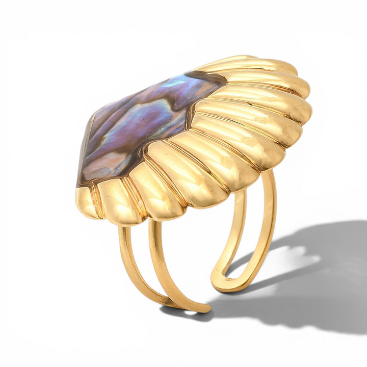 Adjustable Abalone Shell Statement Ring - Alternate angle | Metaphysical Store Canada