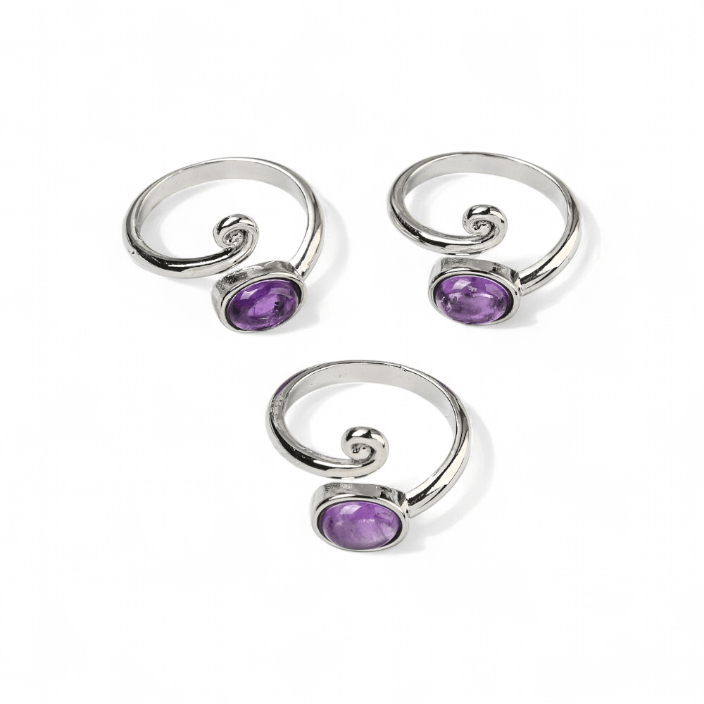Amethyst Spiral Ring — Amethyst crystal ring — Zen Collection metaphysical store Barrie Ontario