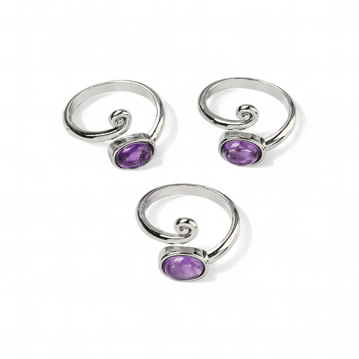 Amethyst Spiral Ring — Amethyst crystal ring — Zen Collection metaphysical store Barrie Ontario