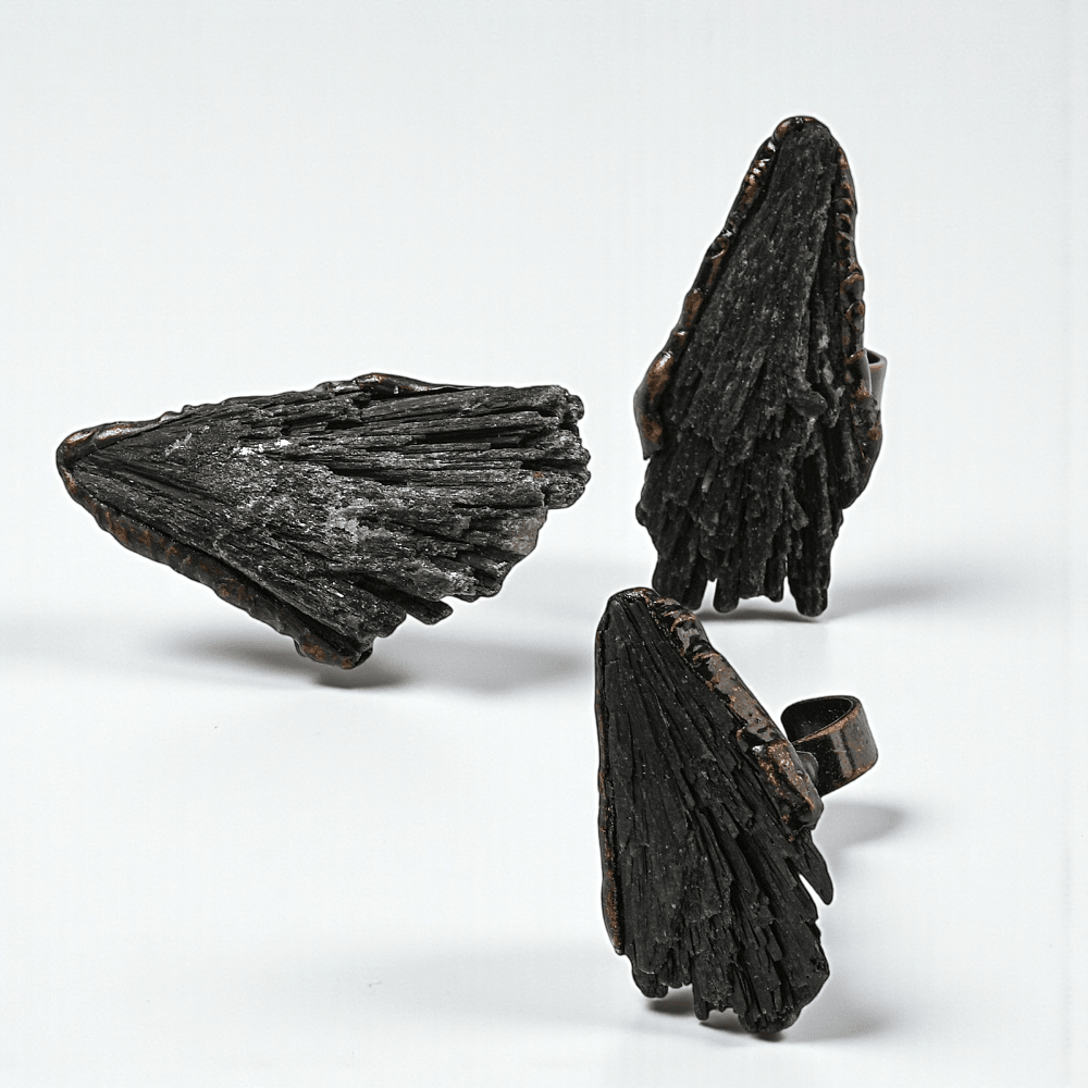 Black tourmaline protection crystal ring. Shop In-store or Online Now with Zen Collection Metaphysical Store in Barrie Ontario Canada 