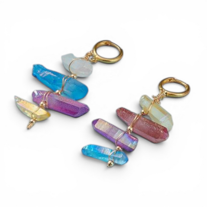 Aura Quartz Crystal Cascade Necklace - Alternate angle | Metaphysical Store Canada