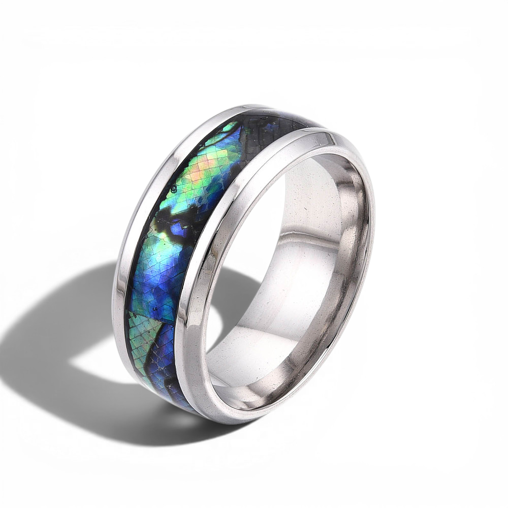 Stainless Steel Abalone Shell Ring - View 4 | Zen Collection