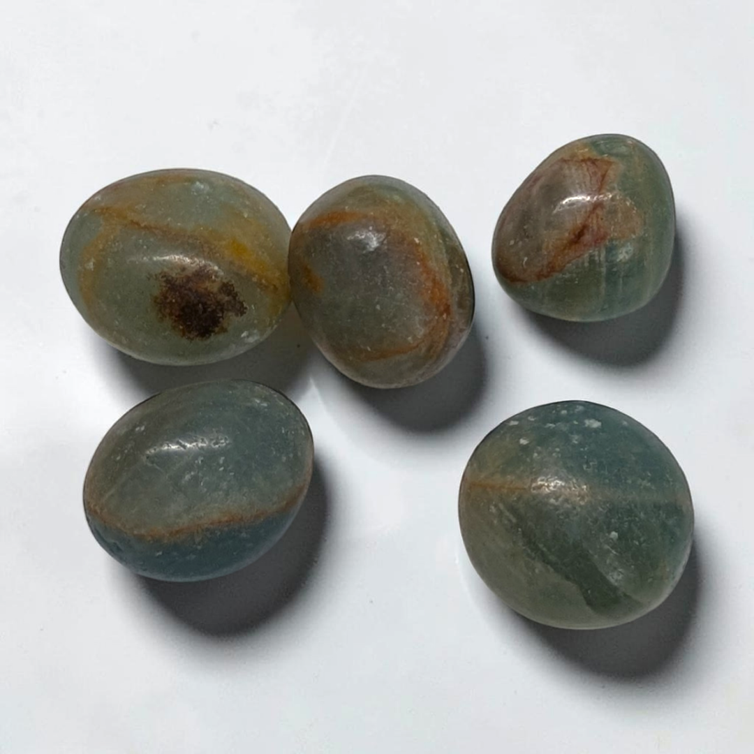 Smooth tumbled Blue Onyx pocket stone for mental focus and emotional strength
