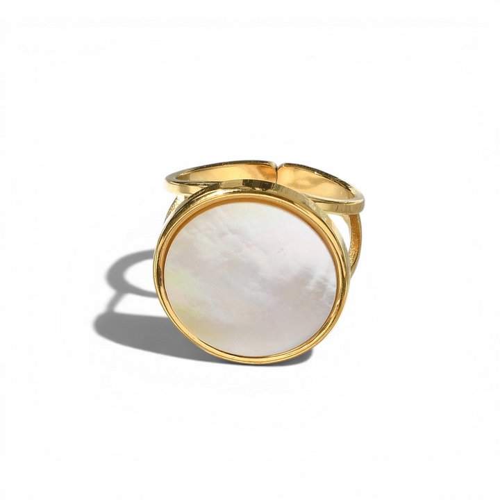 White Shell Adjustable Ring - Alternate angle | Metaphysical Store Canada