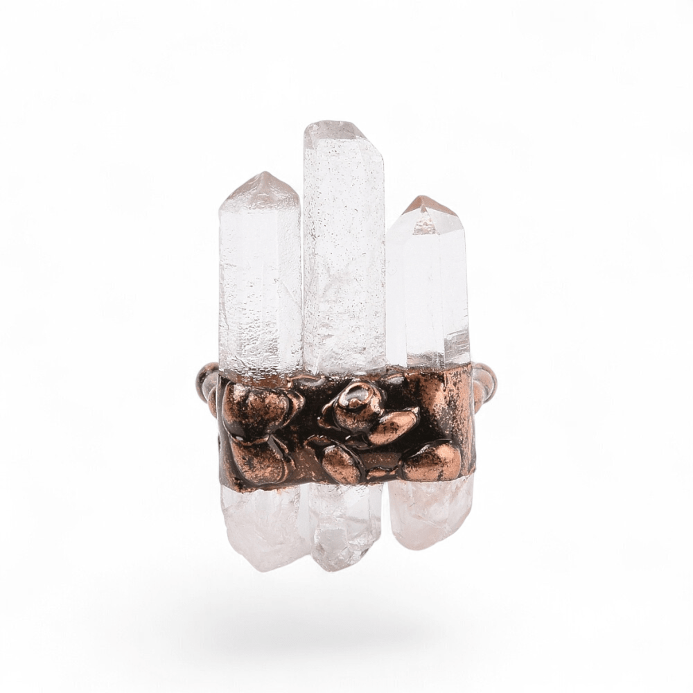 Triple Clear Quartz Ring — Clear Quartz crystal ring — Zen Collection metaphysical store Barrie Ontario